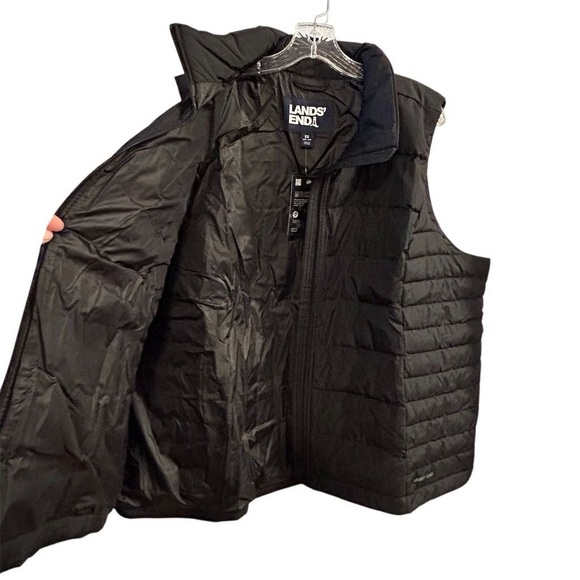 Lands' End Women's 3X Black Puffer Vest Lightweight Packable Snap Side Pockets - Picture 4 of 9